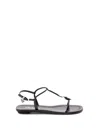 Prada Leather Flat Sole Sandals With Open Toe In Black  