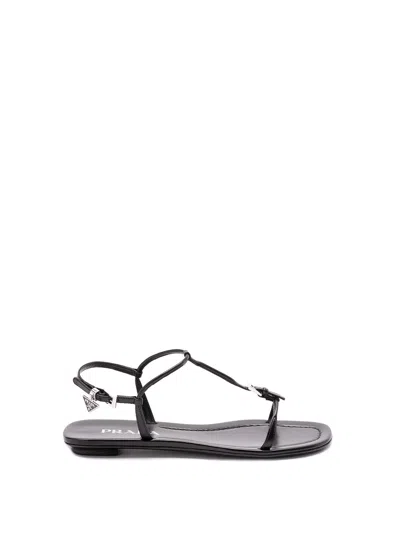 PRADA LEATHER FLAT SANDALS