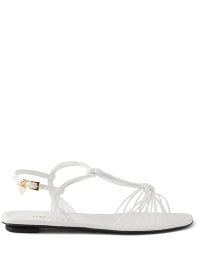Prada Leather Flat Sandals In Multi