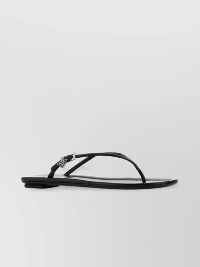 Prada Slippers Infradito In Pelle Nera Donna In Black
