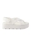 Prada Leather Flatform Sandals In Ivory