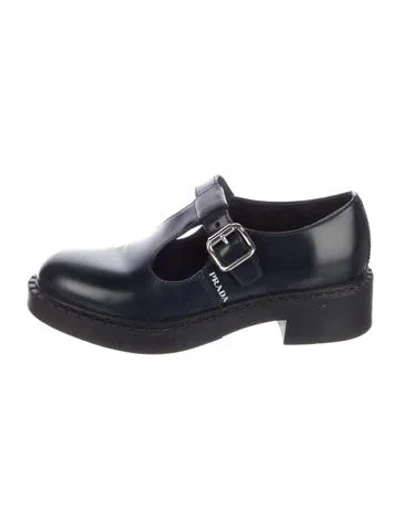 Pre-owned Prada Leather Flats In Blue