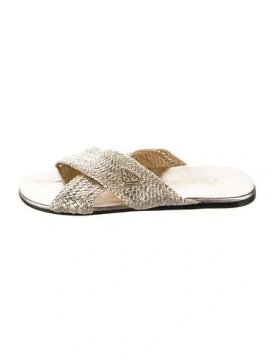 Pre-owned Prada Leather Flats In Gold