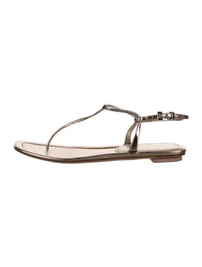 Pre-owned Prada Leather Flats In Silver