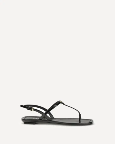 Prada Triangle Logo Patent Leather Thong Sandals In Multi