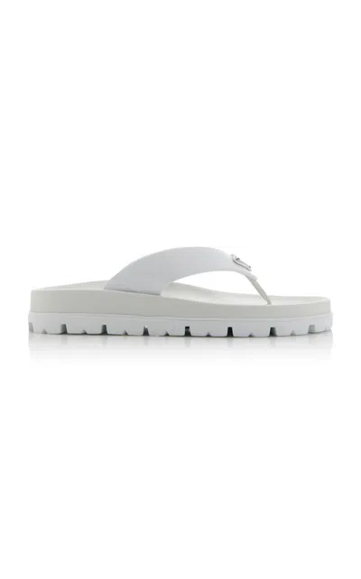 Prada Triangle-logo Flip Flops In White