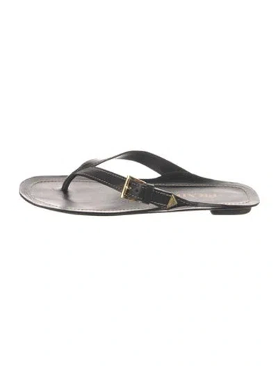 Pre-owned Prada Leather Flip Flops In Black