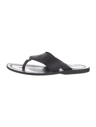 Pre-owned Prada Leather Flip Flops In Black