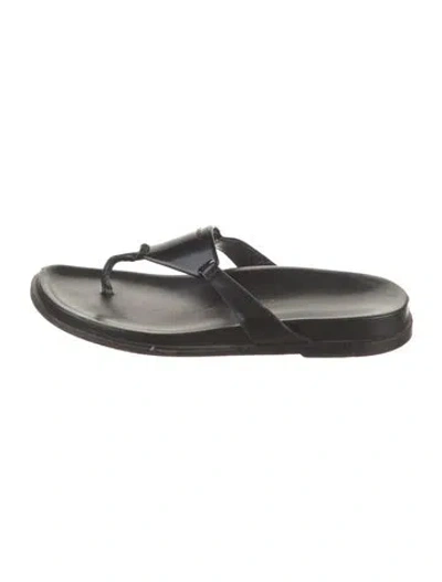 Pre-owned Prada Leather Flip Flops In Black
