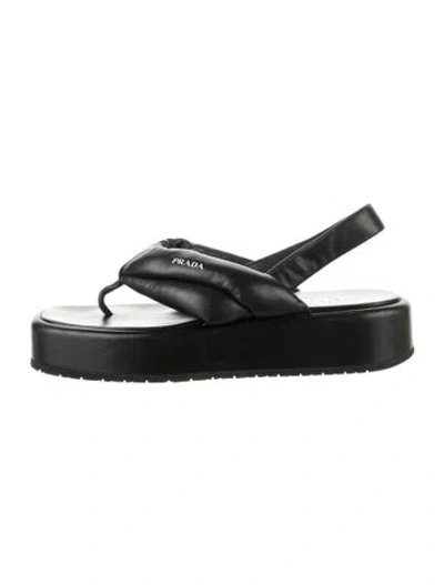 Pre-owned Prada Leather Flip Flops In Black