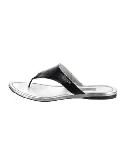 Pre-owned Prada Leather Flip Flops In Black