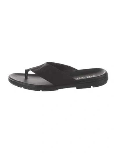 Pre-owned Prada Leather Flip Flops In Black