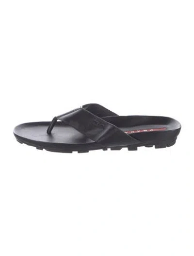 Pre-owned Prada Leather Flip Flops In Black