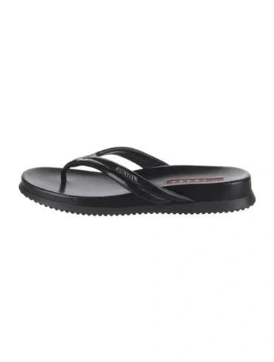 Pre-owned Prada Leather Flip Flops In Black
