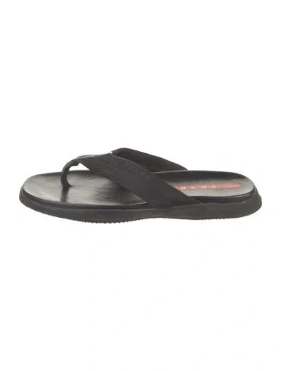 Pre-owned Prada Leather Flip Flops In Black