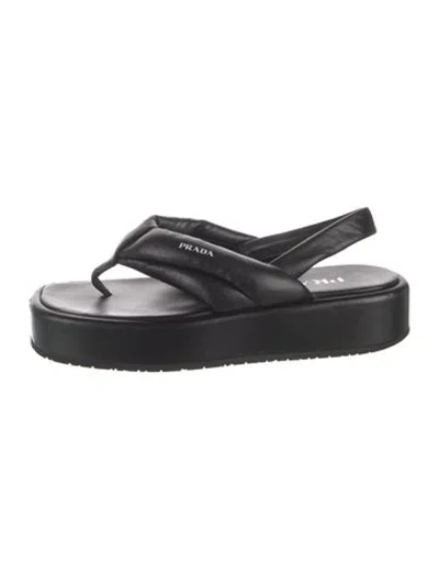 Pre-owned Prada Leather Flip Flops In Black