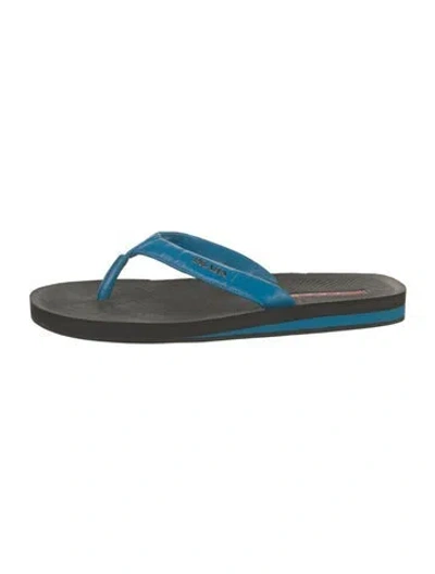 Pre-owned Prada Leather Flip Flops In Blue