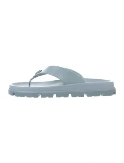 Pre-owned Prada Leather Flip Flops In Blue