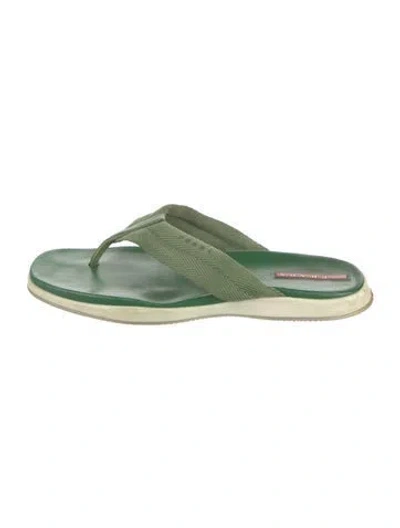 Pre-owned Prada Leather Flip Flops In Green