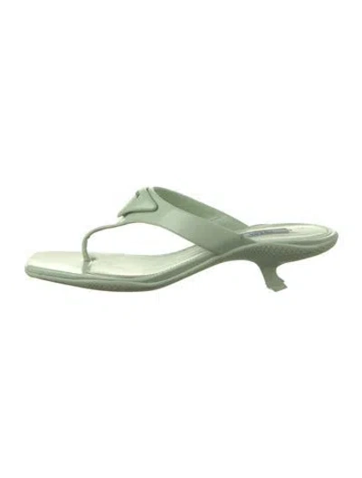 Pre-owned Prada Leather Flip Flops In Green