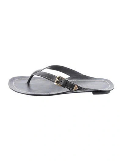 Pre-owned Prada Leather Flip Flops In Grey