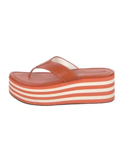Pre-owned Prada Leather Flip Flops In Orange