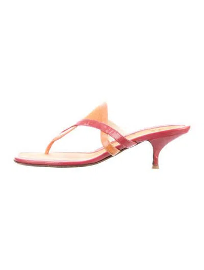 Pre-owned Prada Leather Flip Flops In Orange