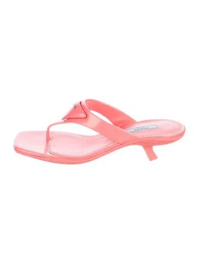 Pre-owned Prada Leather Flip Flops In Pink