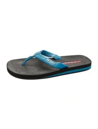 Pre-owned Prada Leather Flip Flops In Silver