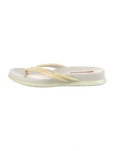 Pre-owned Prada Leather Flip Flops In White