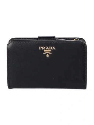 Pre-owned Prada Leather French Purse In Black