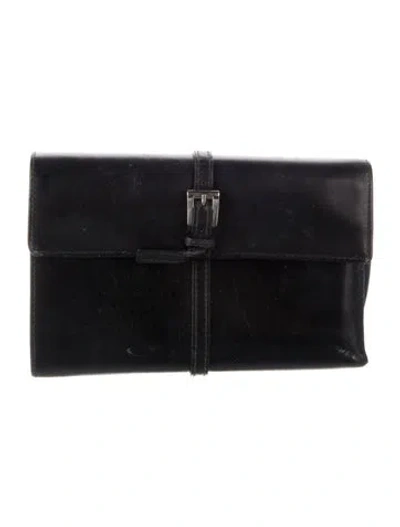 Pre-owned Prada Leather French Purse In Black