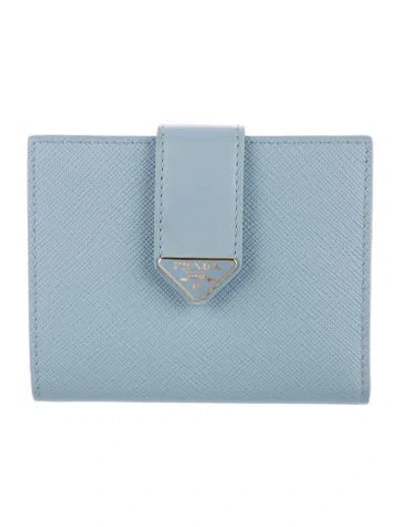 Pre-owned Prada Leather French Purse In Blue