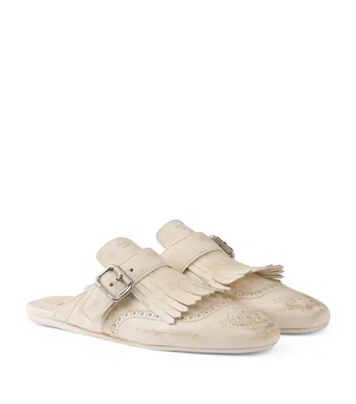 Prada Slippers Shuffle In Pelle Avorio Donna In Neutral