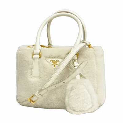 Pre-owned Prada Leather Fur Handbag () In White
