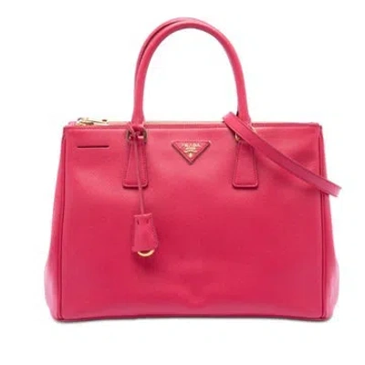 Pre-owned Prada Leather Galleria Double Zip Tote Medium In Pink