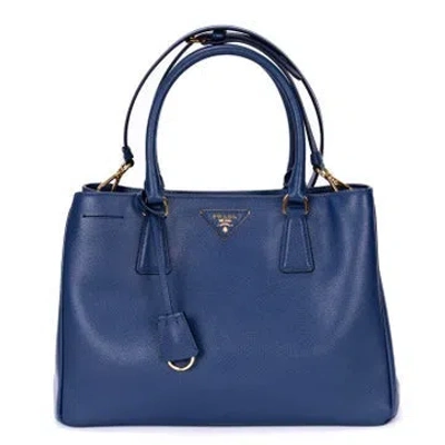 Pre-owned Prada Leather Galleria Tote In Blue