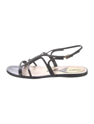 Pre-owned Prada Leather Gladiator Sandals In Black