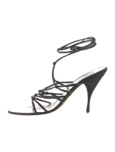 Pre-owned Prada Leather Gladiator Sandals In Black
