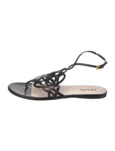 Pre-owned Prada Leather Gladiator Sandals In Black