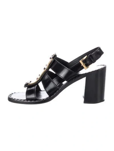 Pre-owned Prada Leather Gladiator Sandals In Black