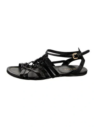 Pre-owned Prada Leather Gladiator Sandals In Black