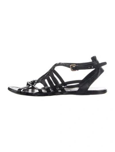 Pre-owned Prada Leather Gladiator Sandals In Blue