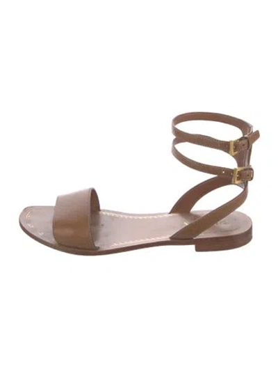 Pre-owned Prada Leather Gladiator Sandals In Brown