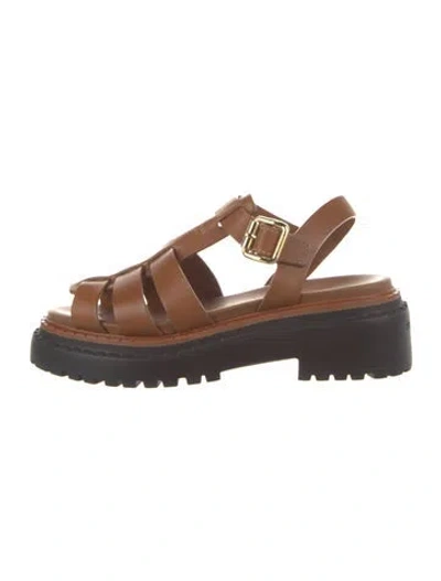 Pre-owned Prada Leather Gladiator Sandals In Brown