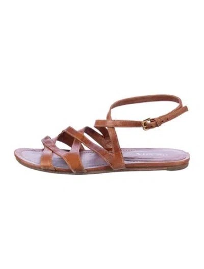 Pre-owned Prada Leather Gladiator Sandals In Brown