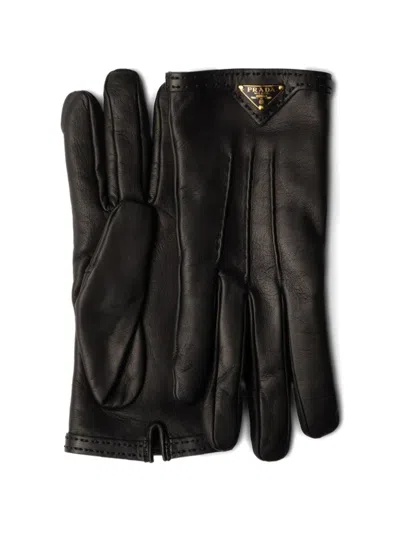 Prada Leather Gloves In Black