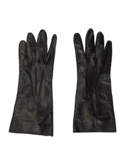 Pre-owned Prada Leather Gloves In Black
