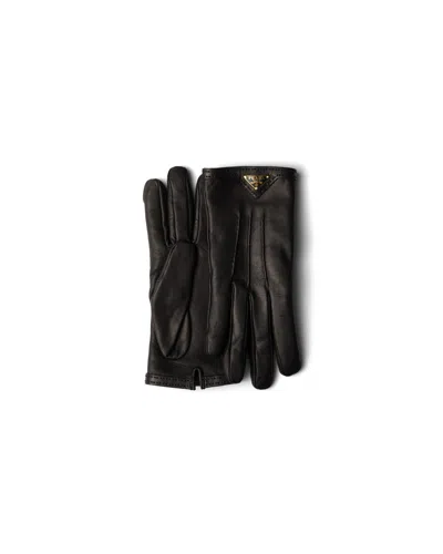 Prada Lederhandschuhe In Black