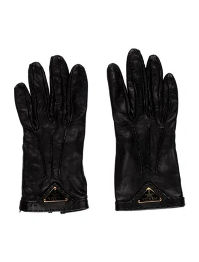 Pre-owned Prada Leather Gloves In Black